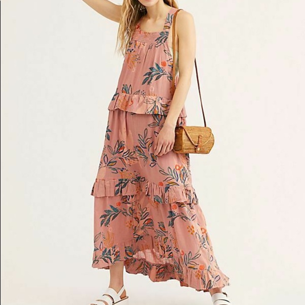 Free People 🌼 Anita Rose Floral Boho Maxi Dress